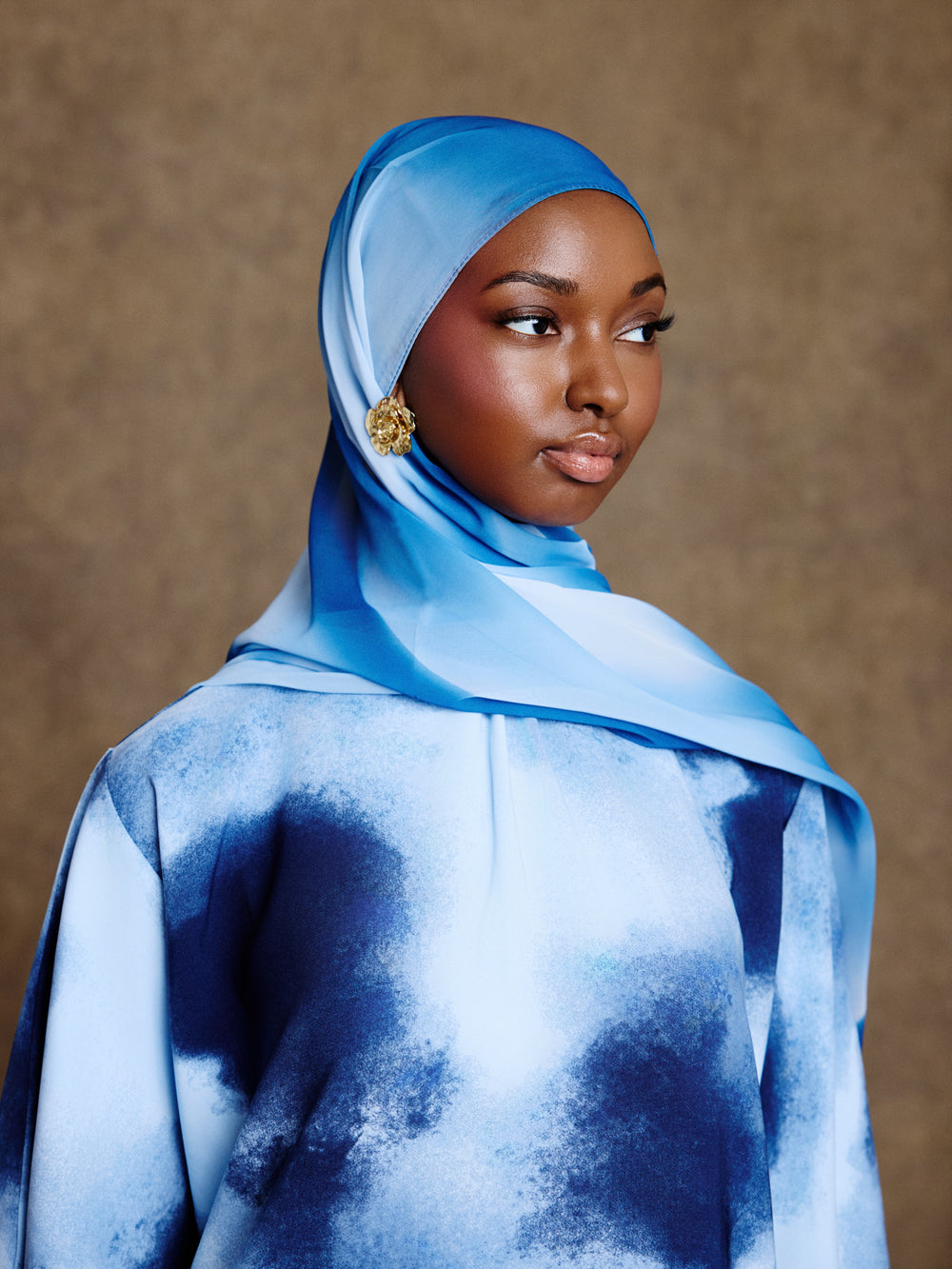 Printed Hijab - Navy