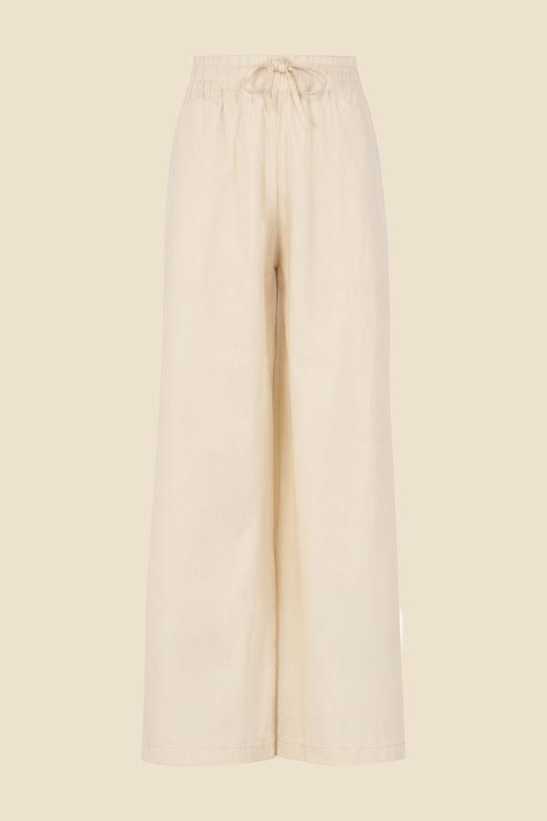 Pantalon crème en popeline