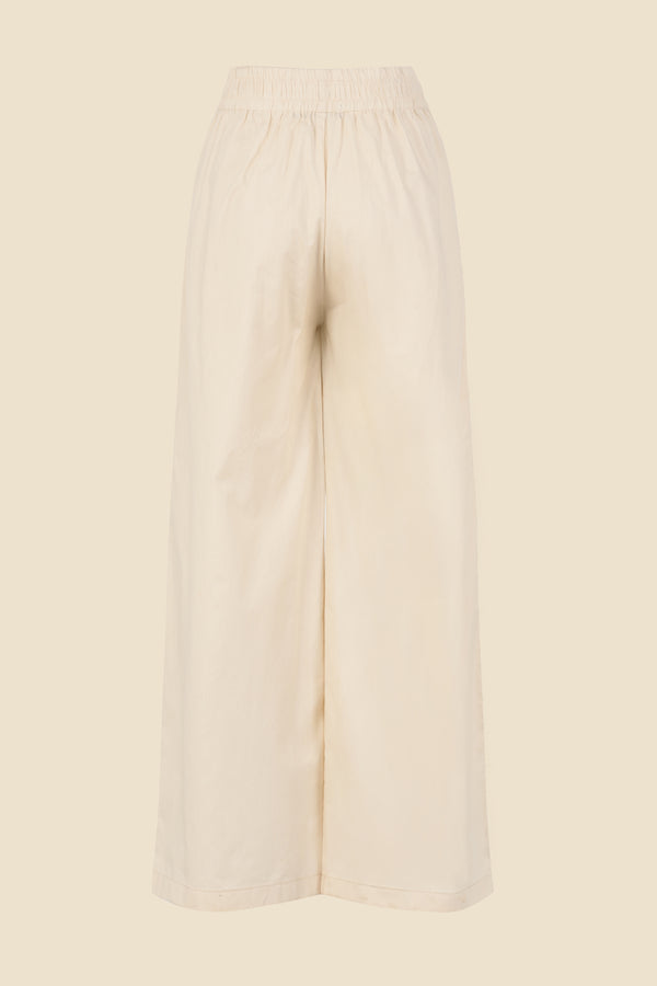 Pantalon crème en popeline