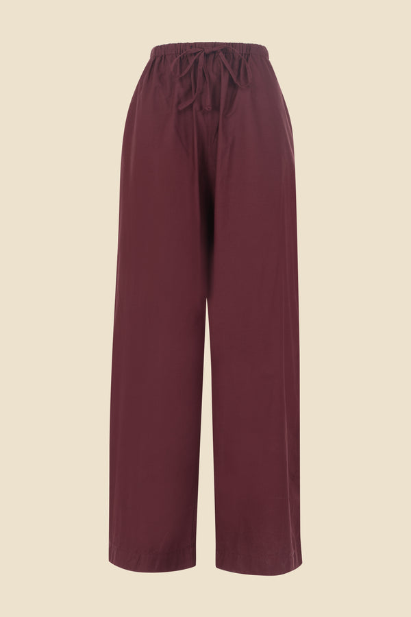 Pantalon bordeaux en popeline